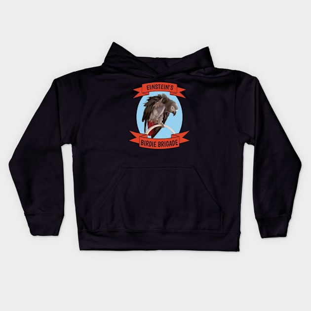 Birdie Brigade African Grey Parrot - Bare Chest Kids Hoodie by Einstein Parrot